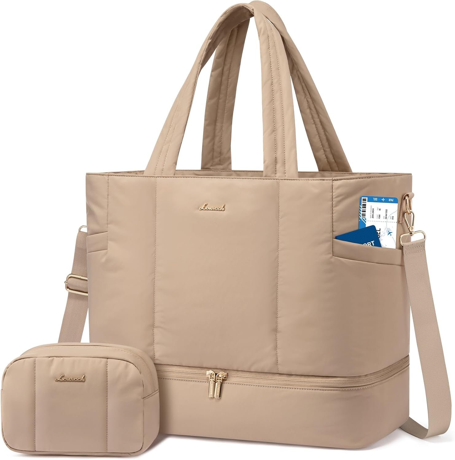 LOVEVOOK Travel Duffle Bag, Puffer Weekender Bags for Women with Shoe Compartment, Carry On Overnight Hospital Bag, Gym Tote