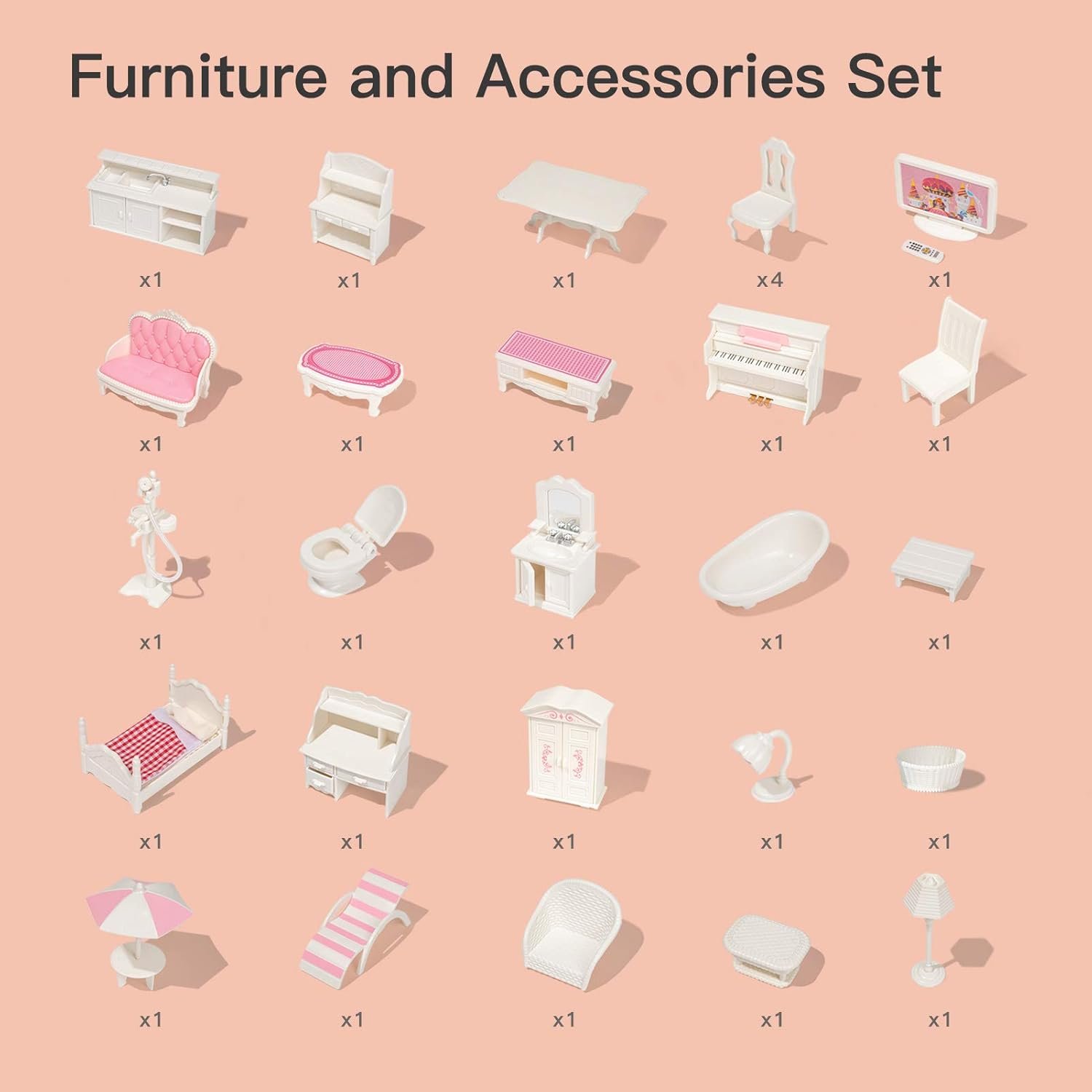 ROBUD Wooden Dollhouse for Kids Girls, Toy Gift for 3 4 5 6 Years Old, with Furniture - Image 4