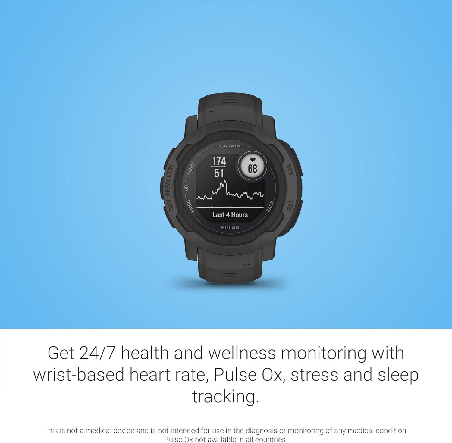 Garmin Instinct 2 Solar, Smaller-Sized Rugged Outdoor Watch with GPS, with Solar Charging Capabilities, Built for All Elements, Multi-GNSS Support, Tracback Routing and More, Graphite - Image 4