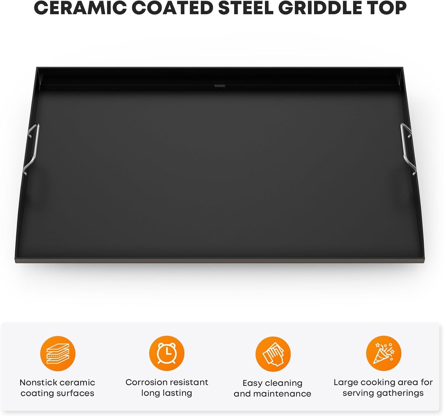 Stanbroil 36 Inch Flat Top Griddle Replacement Top for Blackstone 36" 4-Burner Gas Grill Cooking Station, Ceramic Coated Steel Griddle Top Replacement with Rear Grease System, Black - Image 3