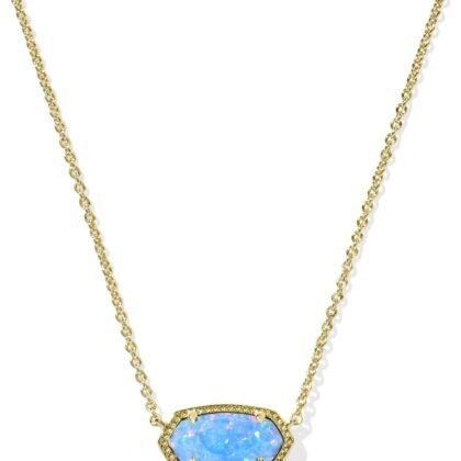 Kendra Scott Elisa Pendant Necklace for Women, Fashion Jewelry, 14k-Gold Plated, Periwinkle Opal