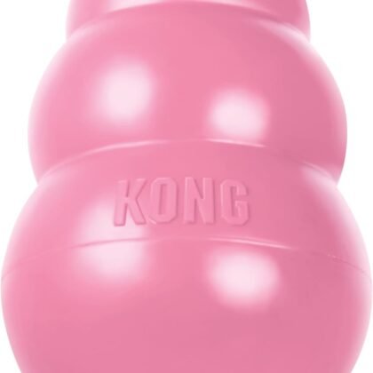 KONG Puppy - Natural Teething Rubber Chew Toy for Dogs - Stuffable Dog Toy for Extended Playtime - Chew & Fetch Toy for Puppies - for Large Puppies - Pink