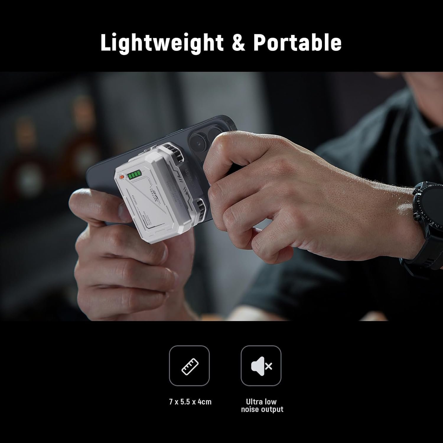 NEEWER BASICS Magnetic Phone Cooler with 5000mAh Battery, Type C Rechargeable Wireless Cooling Fan Case with Magnetic Ring & Clip Compatible with iPhone 16 15 Pro Max MagSafe Samsung for Gaming, PA096 - Image 6