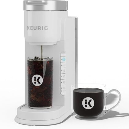 Keurig K-Iced Single Serve Coffee Maker – Brew Over Ice Button, Compact Design, Perfect Holiday Gift for Iced Coffee Lovers, White