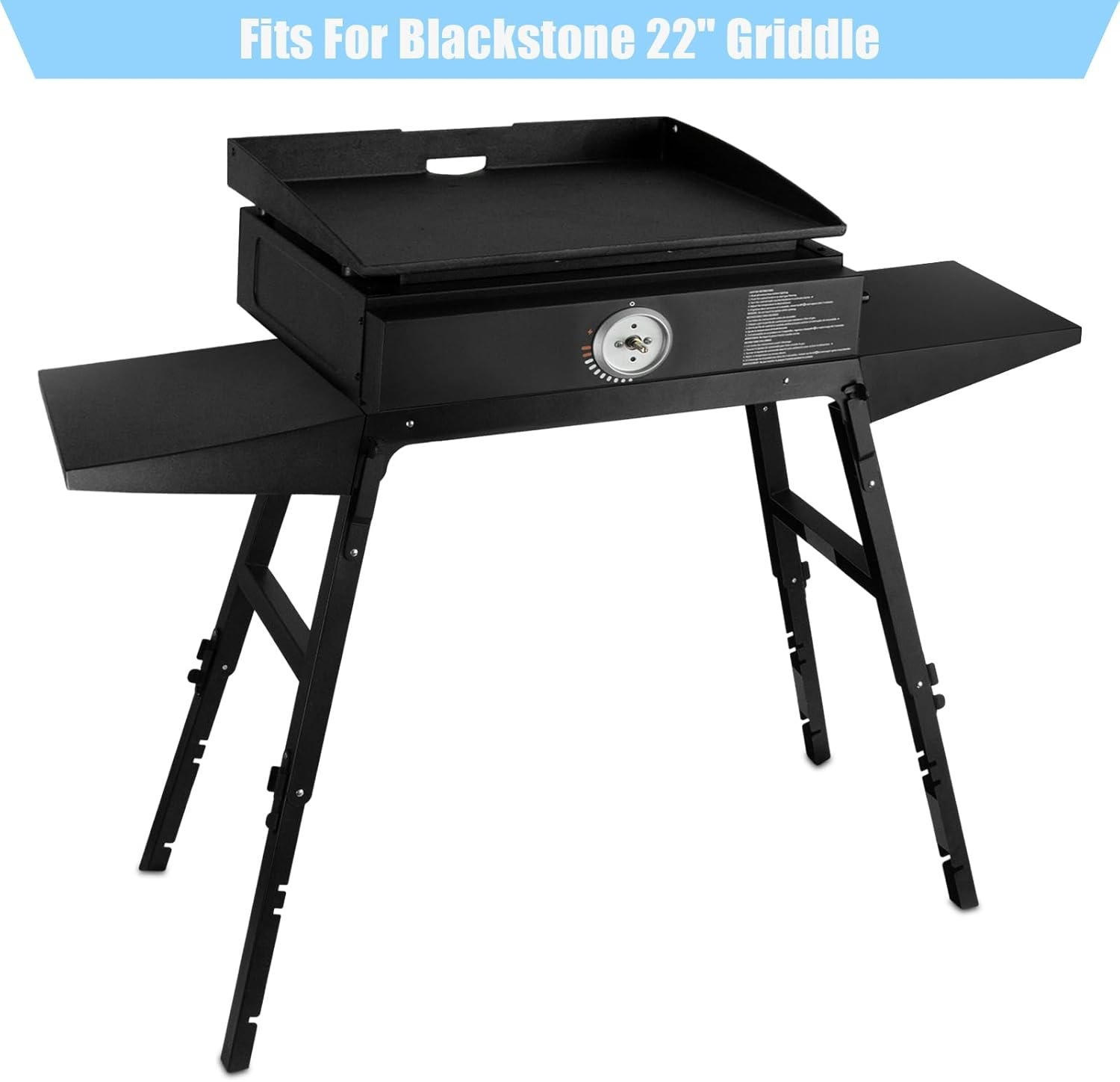 Universal Portable Griddle Stand - Grill Griddles Stand Fit for Blackstone 17” or 22” Propane Table Top Griddle with Two Side Shelf, Ideal for Outdoor Cooking & Camping - Image 3