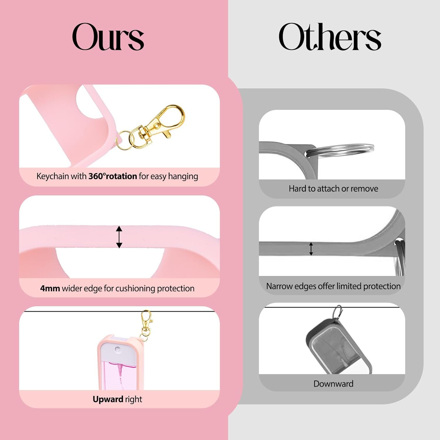 TERPINK Silicone Case Compatible with Touchland Hand Sanitizer Spray, Protective Case with Keychain for Power Mist and Glow Mist 1 fl oz, Hand Sanitizer Spray Accessory (Pink, 1 Pack) - Image 5