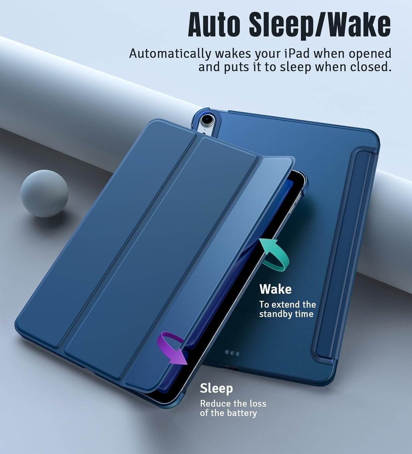 TiMOVO for iPad Air 11 Inch Case (M3/M2-2025/2024), iPad Air 5th Generation 2022/4th Gen 2020 10.9 Inch, Slim Hard Translucent Back Cover, Support Auto Wake/Sleep, Abyss Blue - Image 7