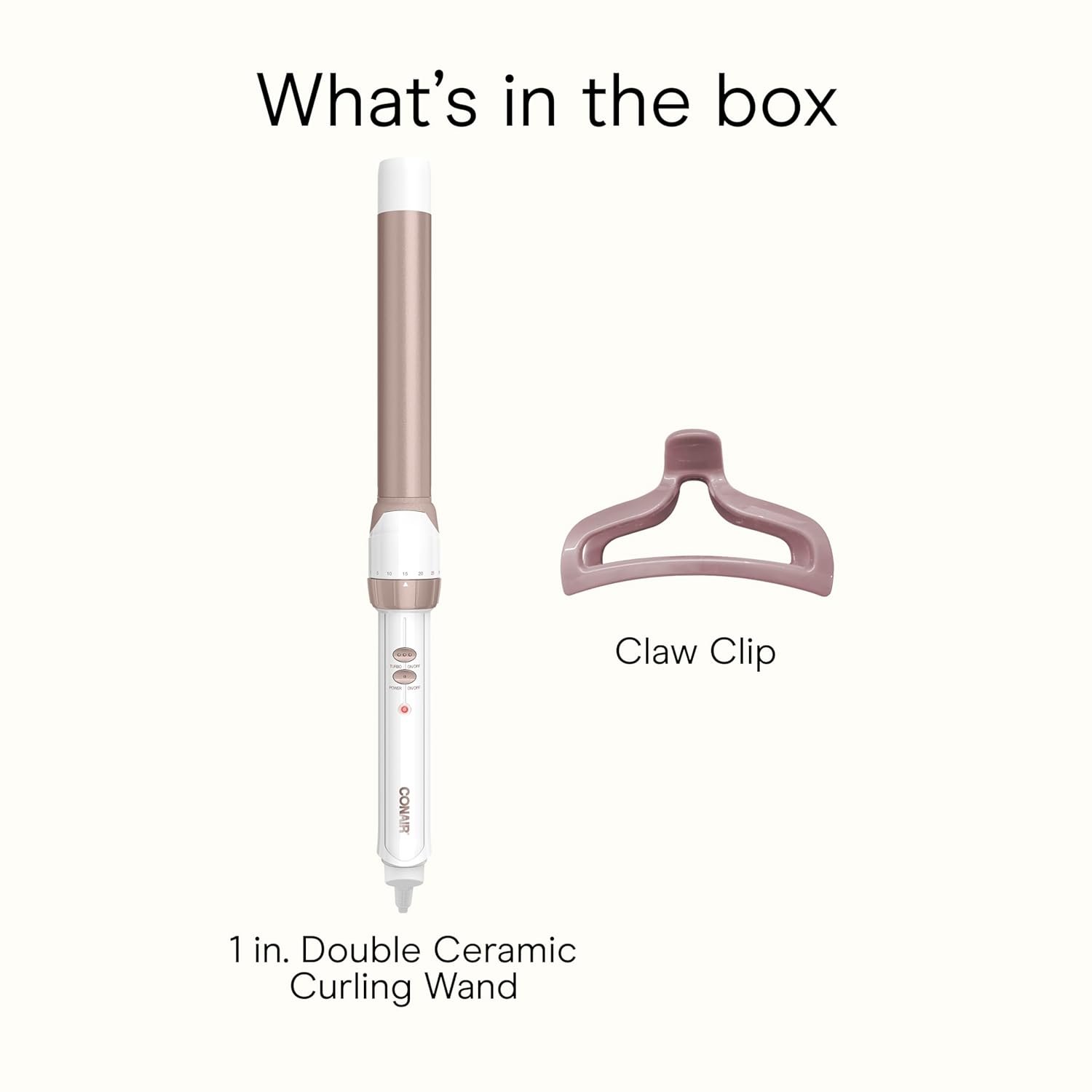 Conair Double Ceramic 1-Inch Curling Wand with Claw Clip, Produces Flawless Waves, Curling Iron for Use on Medium and Long Hair, 30 Heat Setting Curling Iron, White - Image 8