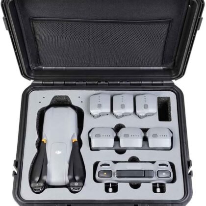Drone Case for DJI Air 3S / 3 Fly More Combo Waterproof Hard Shell Shockproof with Strap & Mesh Pocket for Accessories Custom-Foam Solt fits Drone Controller Batteries and Charger 14.2x6.3x11.4
