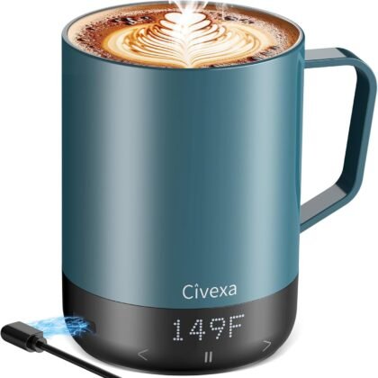 Magnetic Charging Rechargeable Self Heating Coffee Mug, Fast Heating & High Temperature 14Oz APP-Controlled Smart Coffee Cup Warmer, 120 Mins -Hot Up to 149℉ Smart Mug Warmer, Gifts for Women and Men