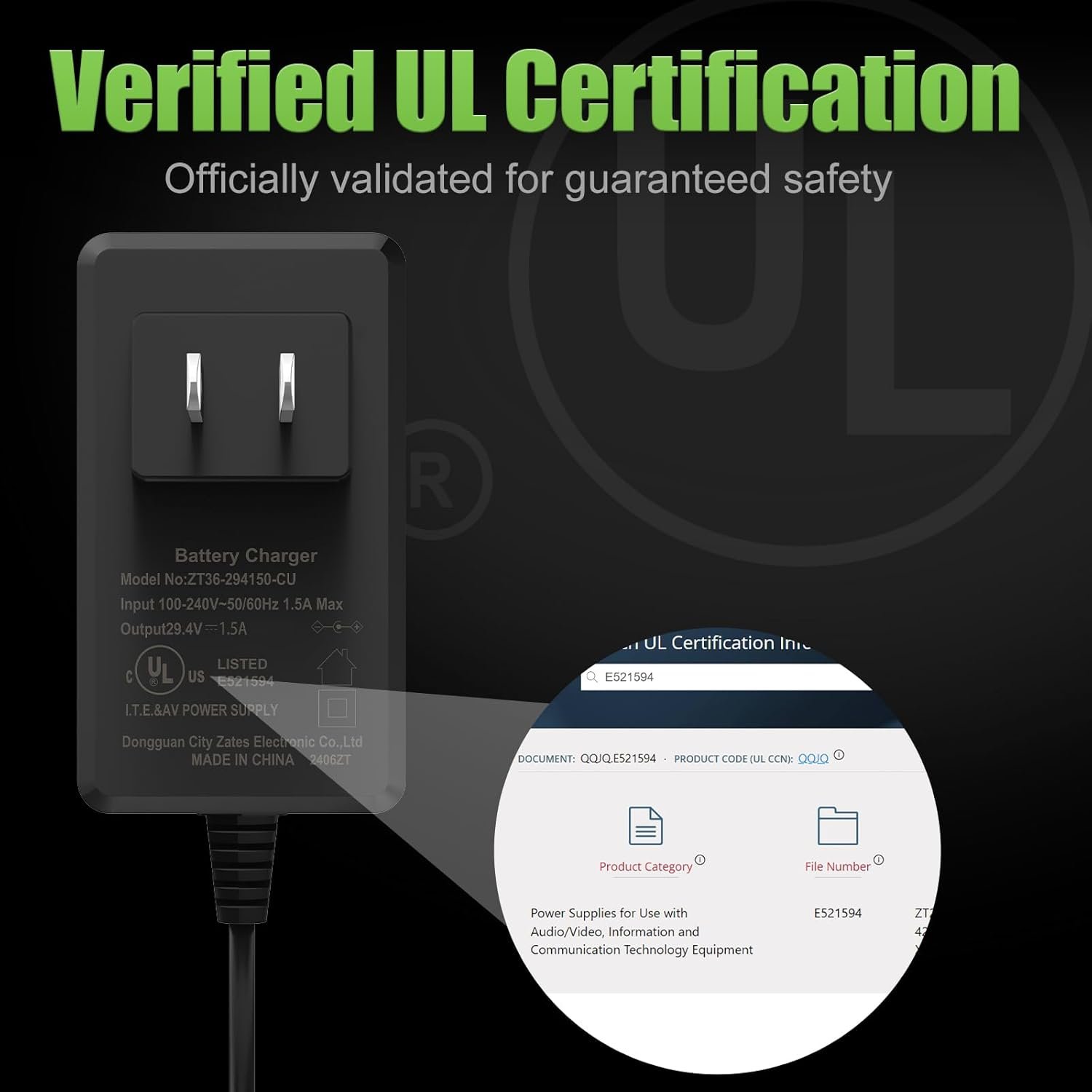 29.4V Compact Electric Scooter & Hoverboard Charger, UL Certified Safe, Powerful & Small, 3 Connectors for Razor GOTRAX Jetson Etc. Brand's E-Scooter, Hover Boards, Ebikes 25.2V/25.6V/25.9V Battery - Image 6