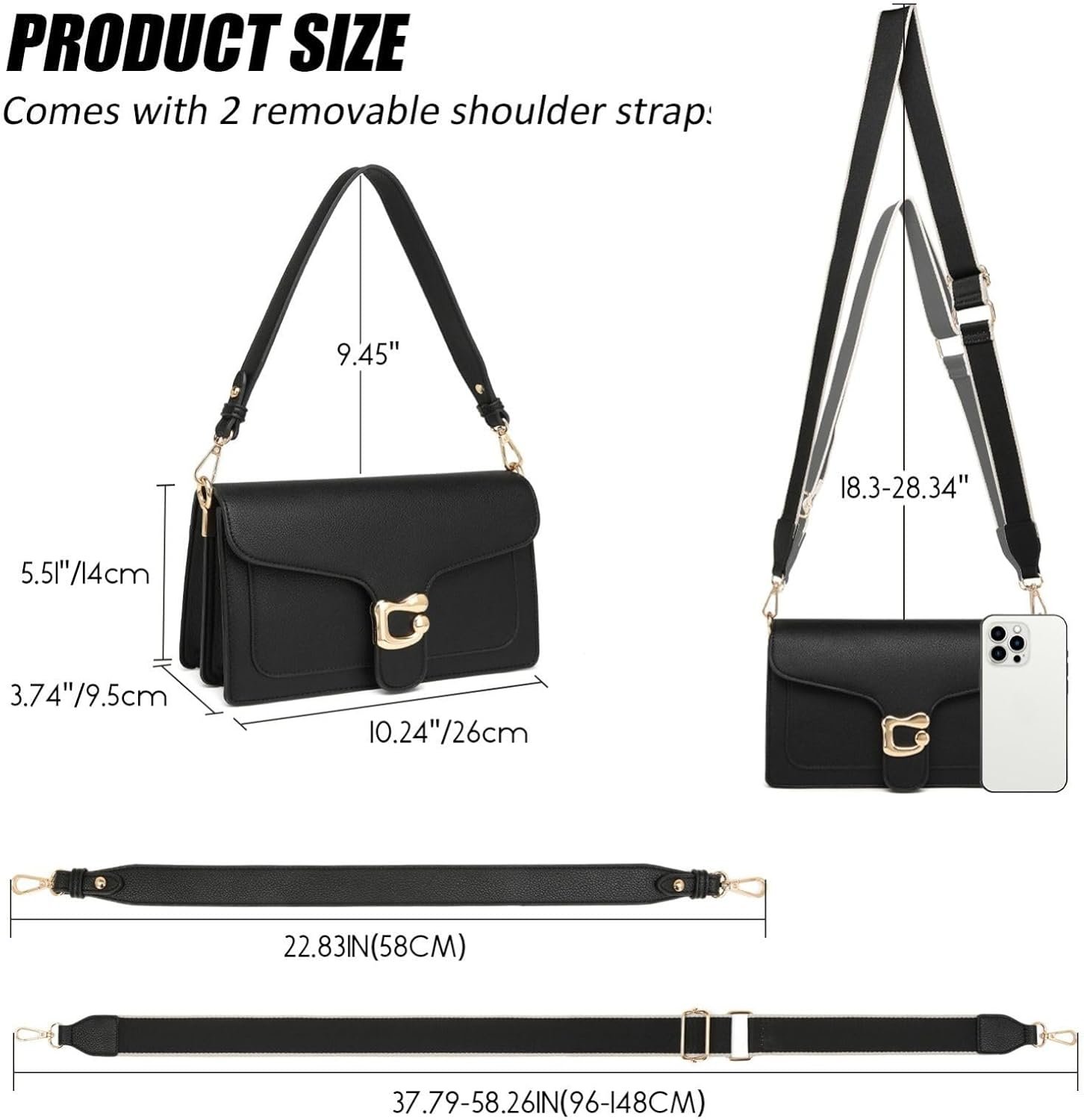 Travistar Crossbody Bags for Women Trendy - Small Cross Body Purse Shoulder Bag Leather Handbags Evening Clutch with 2 Straps - Image 3