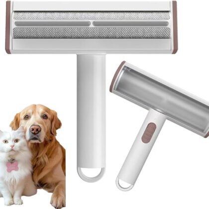 Pet Hair Remover, Lint Brush - Reusable Lint Roller for Cat & Dog Hair on Couch, Carpet, Rugs & Bedding - Portable, Eco-Friendly, No Need for Lint Roller Refills (Brown & White)