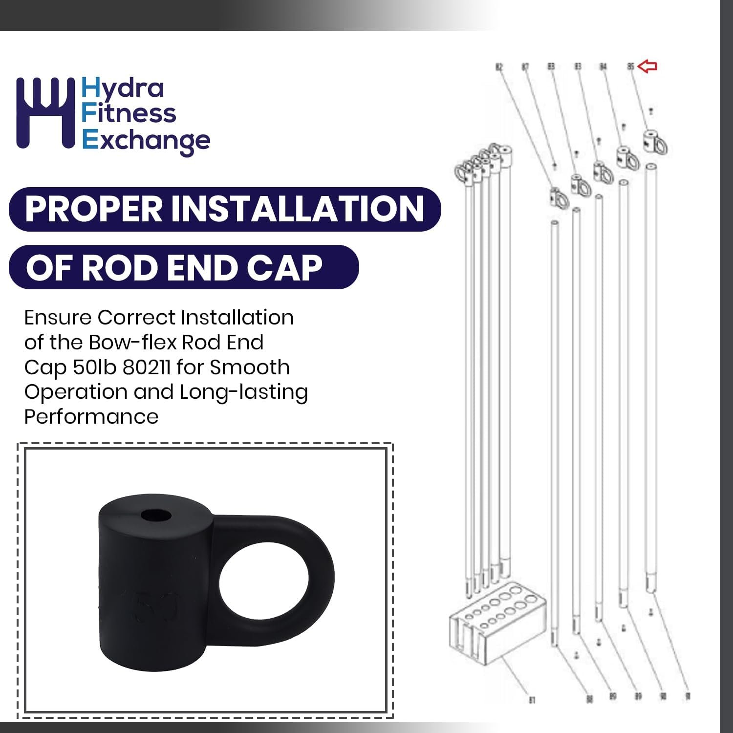 End Cap for 5lb, 30lb and 50lb Power Rod – Durable Nylon Rubber Replacement Gym Part Accessory for High Resistance Rods – Compatible with Bow-Flex Home Gym Strength System PR1000 PRO XTL Xtreme 2 SE - Image 7