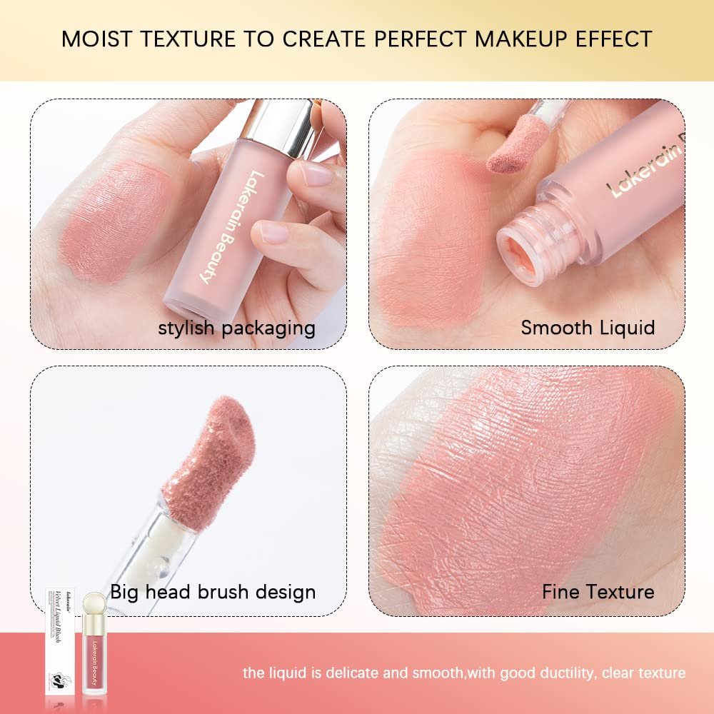 Liquid Blush For Cheeks, Soft Velvet Cream Blush Face Blush Makeup, Pink Blush Red Blush Skin Tint, Natural-Looking Matte Finish Makeup Blush Stick, Waterproof&Long Lasting Dewy Cheek Tint, Moisturizing&Lightweight Blendable Feel Blush Makeup (1#) - Image 3