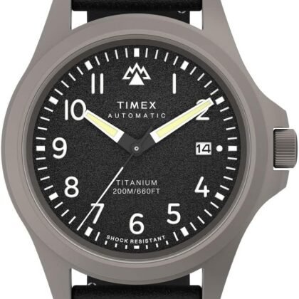 Timex Men's Expedition North Titanium Automatic 41mm Watch - Black Strap Black Dial Titanium Case