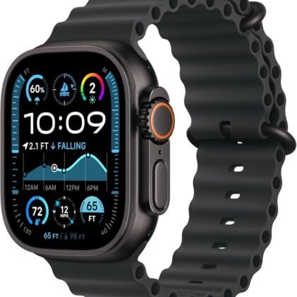 Apple Watch Ultra 2 (GPS + Cellular, 49MM) - Black Titanium Case with Black Ocean Band (Renewed)