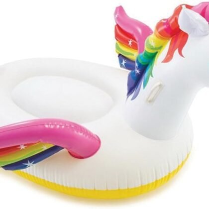 INTEX Enchanted Unicorn Inflatable Pool Float: Animal Pool Toy for Kids – 2 Heavy-Duty Handles – 88lb Weight Capacity – 89" x 68" – for Ages 3+
