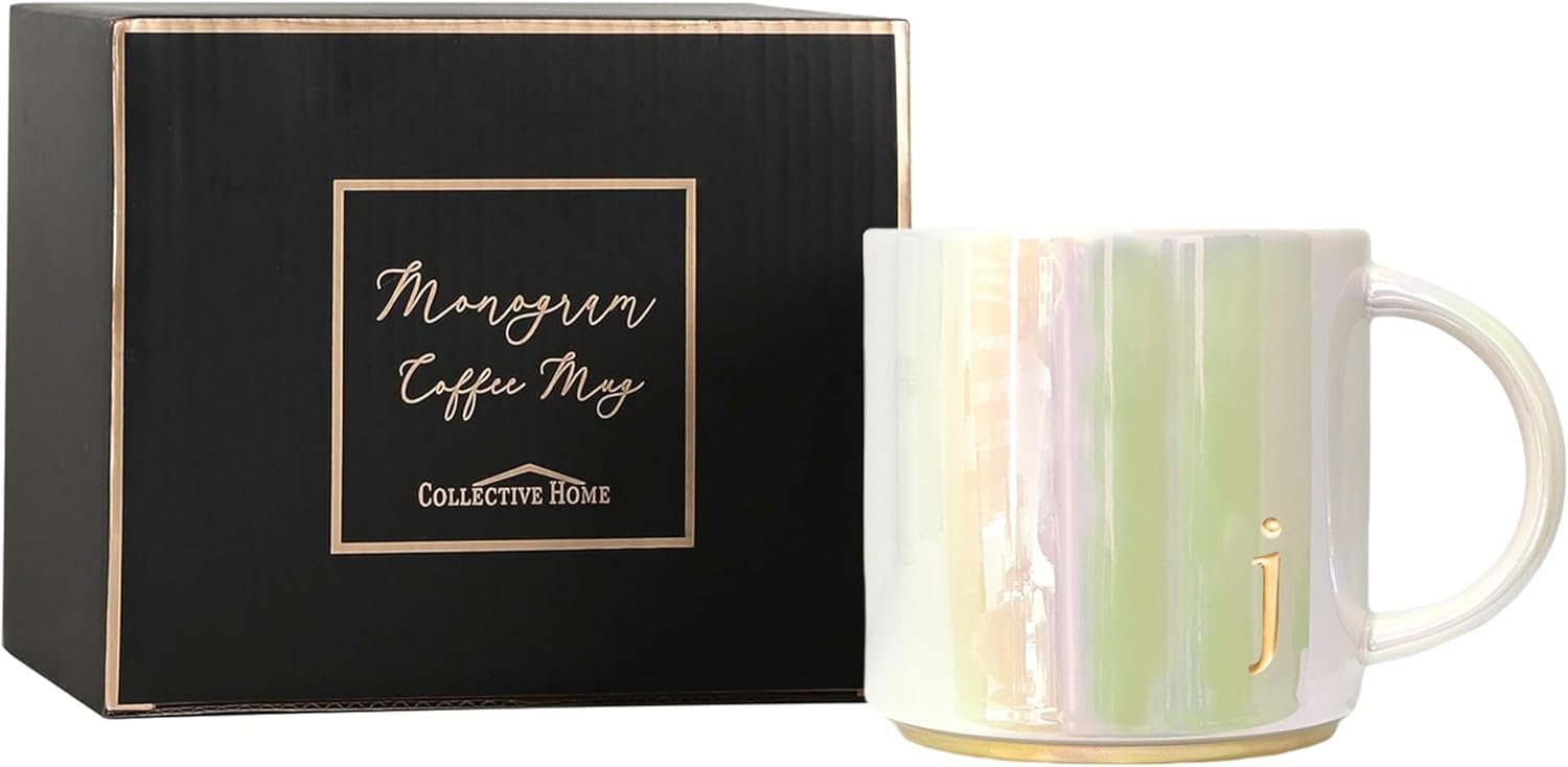 COLLECTIVE HOME - Ceramic Coffee Mug, Iridescent Finish Cups, Personalized Lowercase Embossed Lettering, Lustrous Multicolored Finish, Ideal for Unique Gifts (j) - Image 3