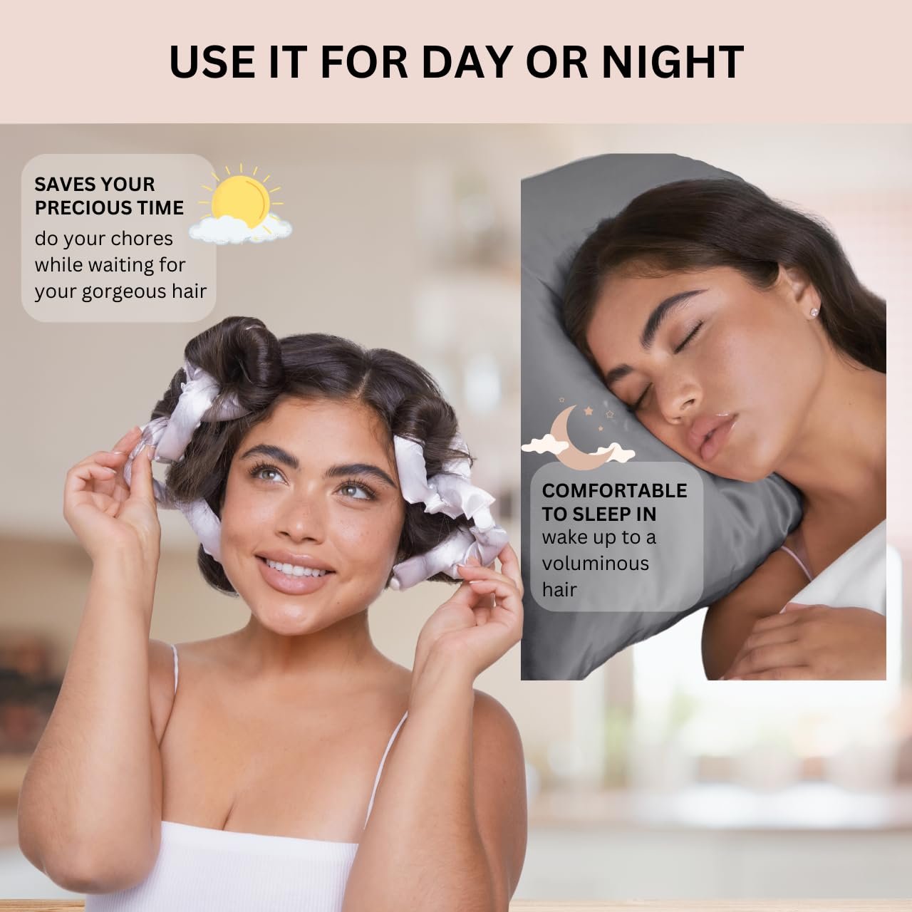 Kitsch Satin Pillow Rollers -Heatless Hair Curler, Hair Rollers, Heatless Curls Overnight, Flexible Curling Rods for Long &Short Hairs, Flexi Rod Curlers to Sleep in, Overnight Blowout Rods-6pc Marble - Image 6