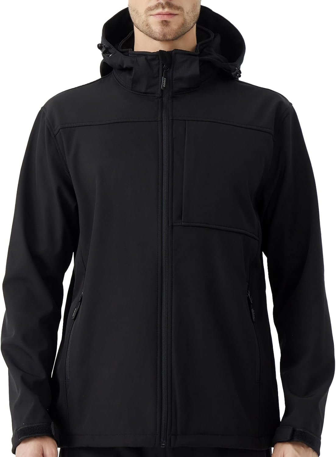 Men's Softshell Jacket Waterproof Fleece Lined with Hood Windbreaker Rain Shell Outerwear for Outdoor Hiking