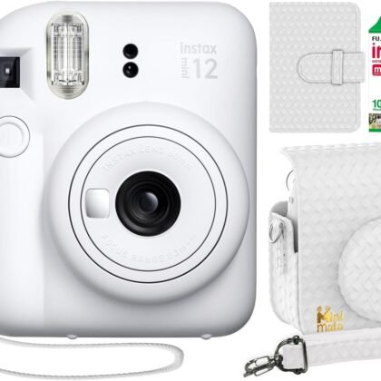 Fujifilm Instax Mini 12 Instant Camera Clay White + Minimate Custom Designed Case + Fuji Instax Film 10 Sheets & Photo Album