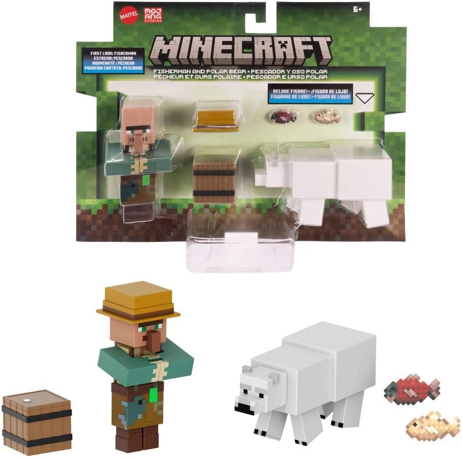 Mattel Minecraft Action Figures & Accessories 2-Packs, 3.25-inch Scale with Pixelated Design, Collectible Toy Set (Characters May Vary)