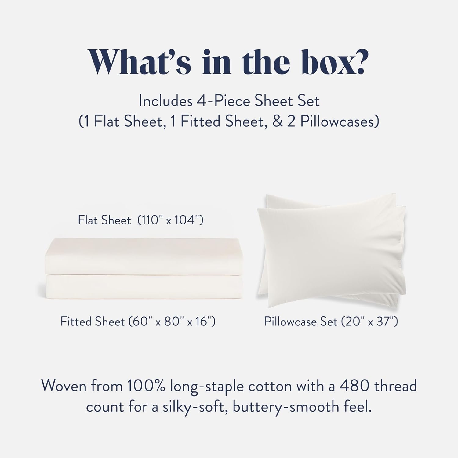 Brooklinen Luxury Sateen 4 Piece Sheet Set - 100% Cotton Bed Sheets, Soft & Durable King Size Sheets Set in Cream, Oeko-TEX Certified Bedding Set, 1 Fitted Sheet, 1 Flat Sheet, 2 Pillowcases - Image 2