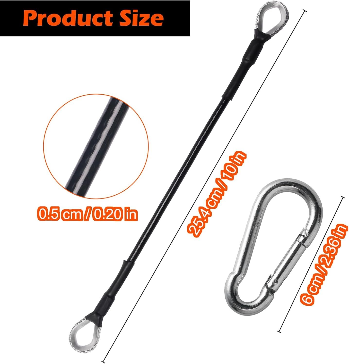 2pcs Gym Cable Extension, 10" Cable Machine Extension Compatible with Bowflex Home Gym Machine, Fitness Cable Extension Home Gym Cable Machine Attachment for LAT/Tricep Pull Down - Image 3