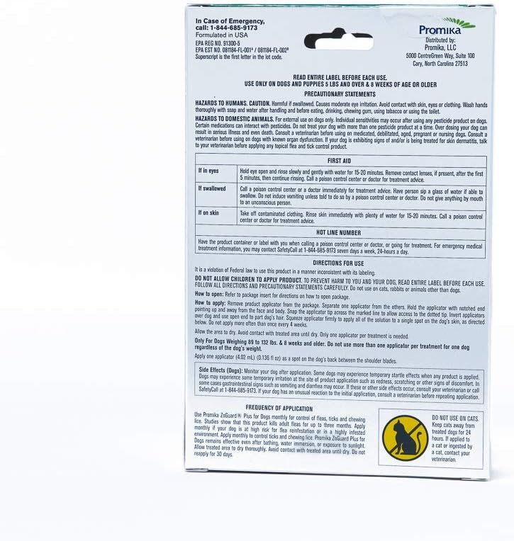 ZoGuard Plus for Dogs (89-132 lbs) 6 Month Supply, Pack of 2