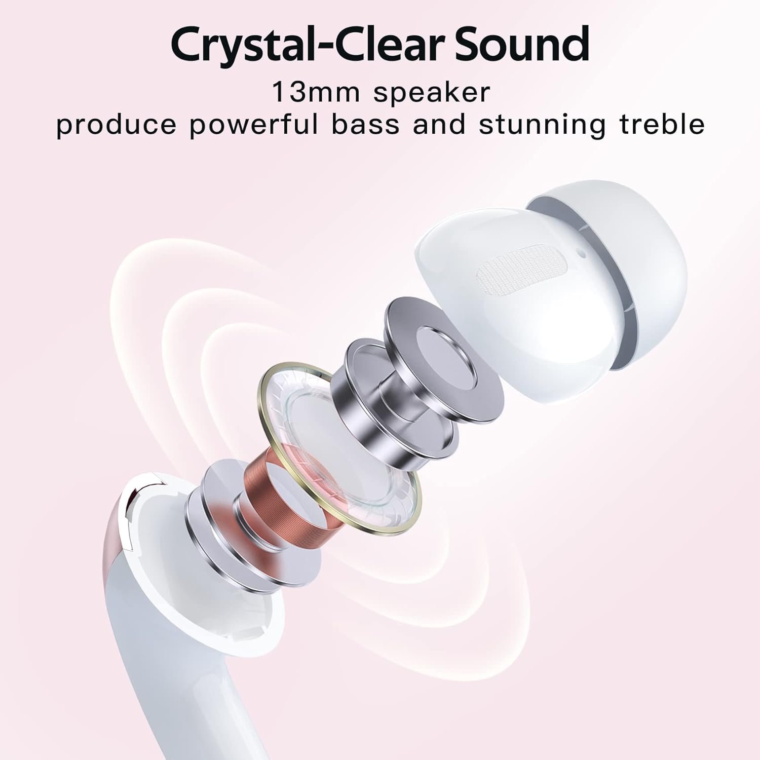 TAGRY Bluetooth Headphones True Wireless Earbuds 60H Playback LED Power Display Earphones with Wireless Charging Case IPX5 Waterproof in-Ear Ear buds with Mic for TV Smart Phone Laptop Computer Sports - Image 6