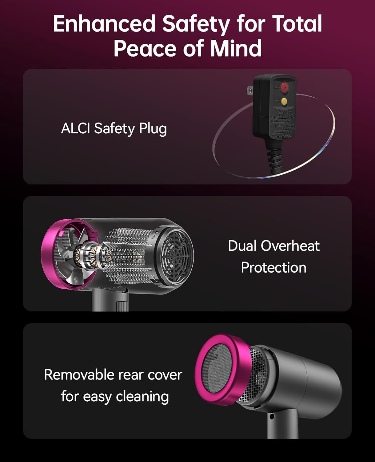 CONFU Ionic Blow Dryer 1600W, Portable Lightweight Fast Drying Negative Ion Hairdryer Blowdryer, 3 Heat Settings & Infinity Speed, with Diffuser and Concentrator Nozzle for Home & Travel - Image 6