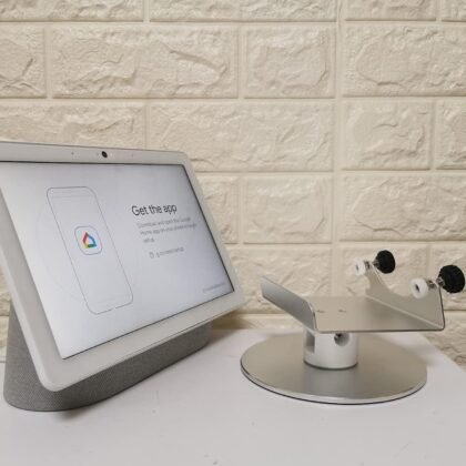 Adjustable Aluminum Swivel Stand for Google Nest Hub Max - 360° Horizontal Rotation, ±30° Tilt, Non-Slip Silicone Pads, Easy Installation, Universal Compatibility, Durable & chassis Metal Design