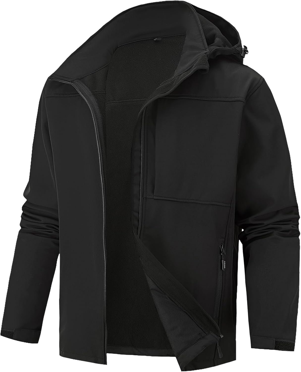 Men's Softshell Jacket Waterproof Fleece Lined with Hood Windbreaker Rain Shell Outerwear for Outdoor Hiking - Image 3