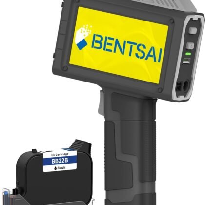 BENTSAI Handheld Inkjet Printer BT-HH6205BL Upgraded with 16H Long Lasting 0.5Inch Use with Photoelectric Sensor for Assembly Line for Date QR Code Logo Batch Number on Carton Plastic Wood