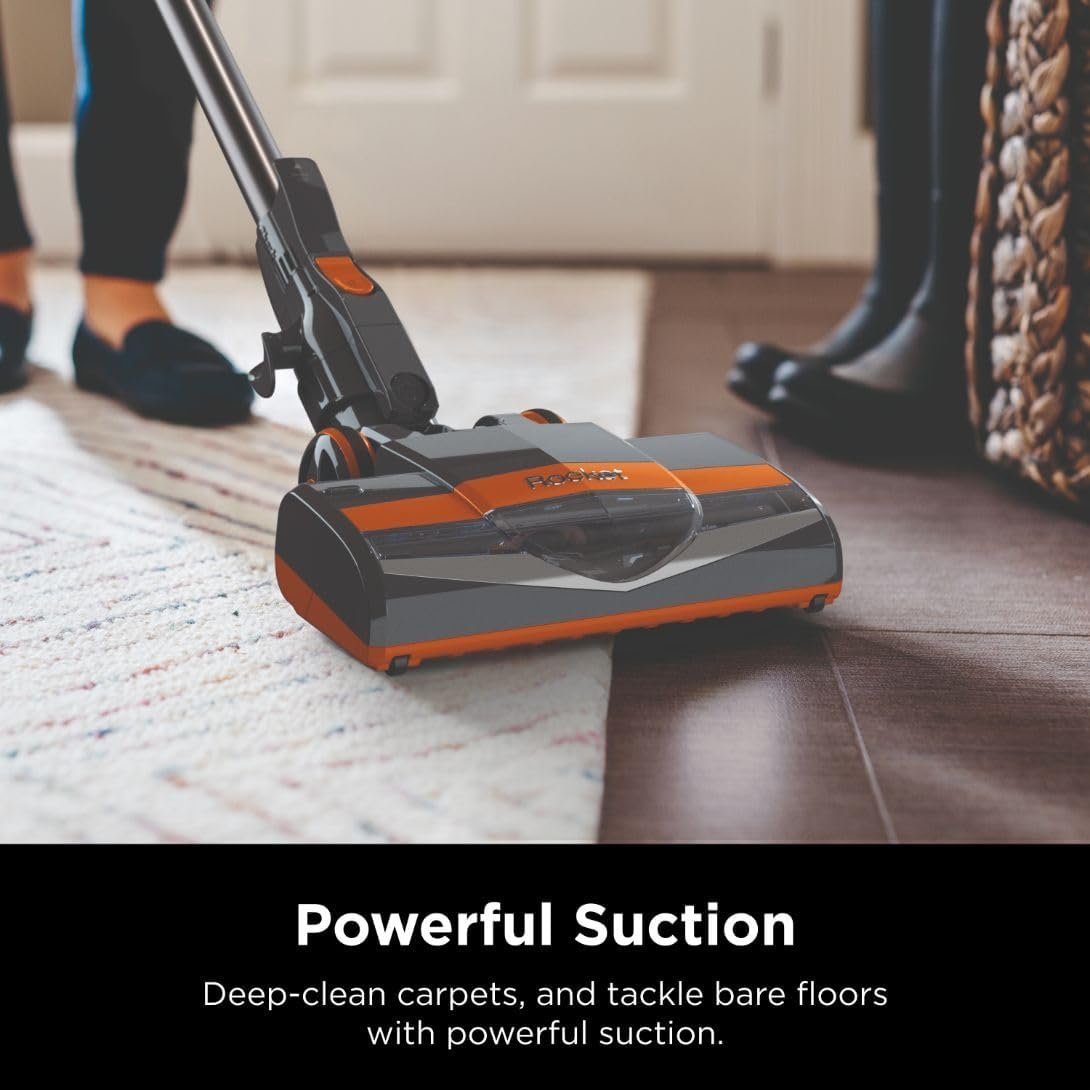 Shark Rocket Ultra-Light Corded Bagless Vacuum for Carpet and Hard Floor Cleaning with Swivel Steering (HV301), Gray/Orange - Image 2