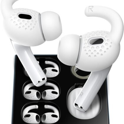Gcioii 3 Pairs for AirPods Pro 2 Ear Hooks Covers [Added Storage Pouch] Anti-Slip Accessories Compatible with Apple AirPods Pro 2nd Generation (White)
