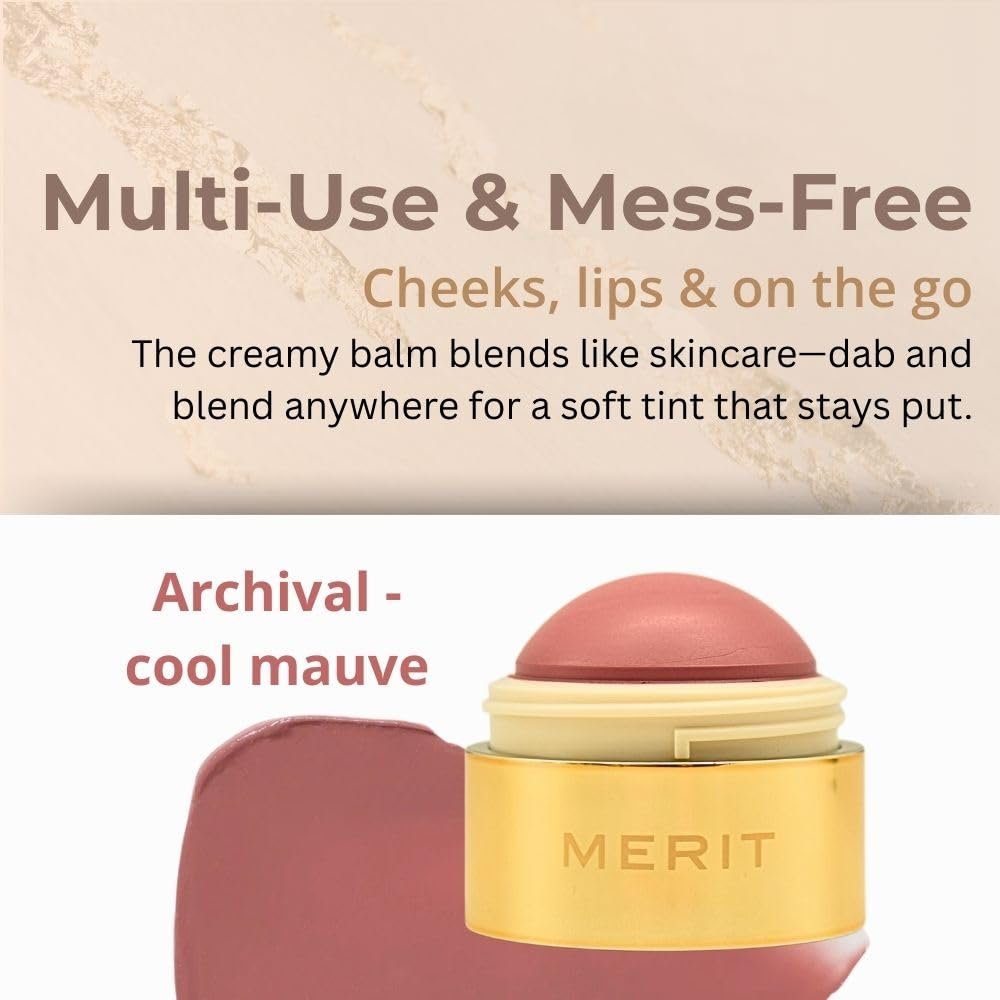 MERIT Flush Balm Cream Blush – Archival Cool Mauve | Hydrating Radiant Cheek & Lip Tint Stick with Vitamin E | Lightweight, Buildable, Vegan & Cruelty-Free Blush - Image 4