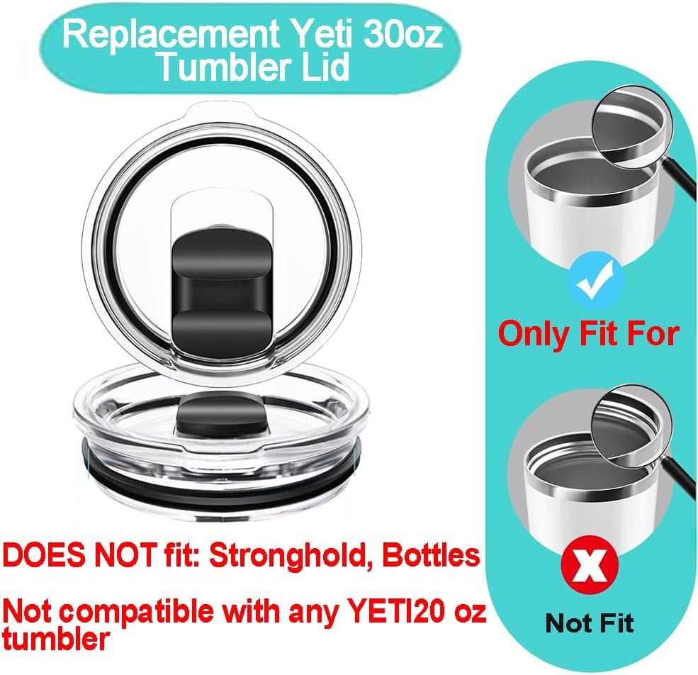 2Pcs 30oz Replacement Yeti Tumbler Lids, Only for Yeti 30 oz Tumbler, 14 oz Mug, with Strong Magnetic Slider Switch, Good Spill Proof Effect Coffee Cup Travel Cover Lids, BPA Free - Image 8