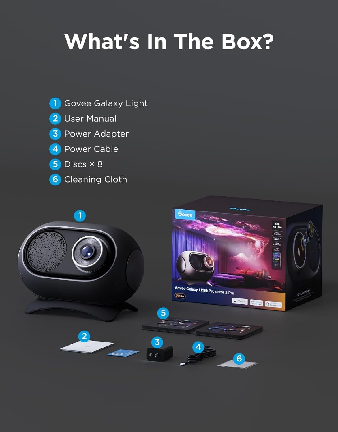 Govee Galaxy Light Star Projector 2 Pro, 4 Megapixel HD Lens, Planetarium Projector work with Matter, Night Light Projector with 20+ Preset Scenes, Star LED Lights Projector, Room Decor, Gift for Kids - Image 9