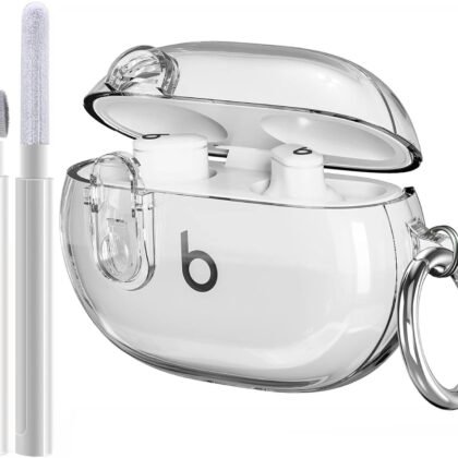 Beats Studio Buds/Studio Buds Plus Case Cover Clear 2021/2023 Men Lock Clip with Cleaner Kit, GARTOO Protective Case for Women Girls Kids Clear