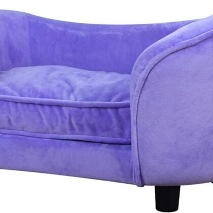 Getifun Pet Bed Sofa, Velvet Couch with Removeable Washable Cushion for Small Dog Cat (Purple)