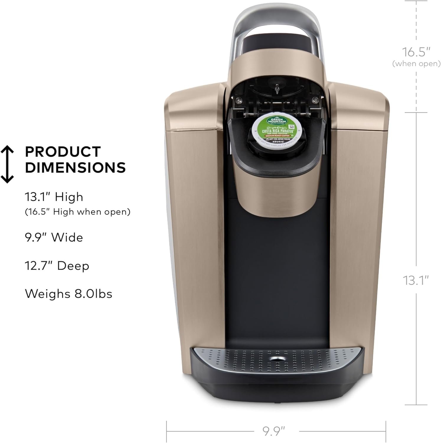 Keurig K-Elite Single Serve K-Cup Pod Coffee Maker, with Strength and Temperature Control, Iced Coffee Capability, 8 to 12oz Brew Size, Programmable, Brushed Gold - Image 9
