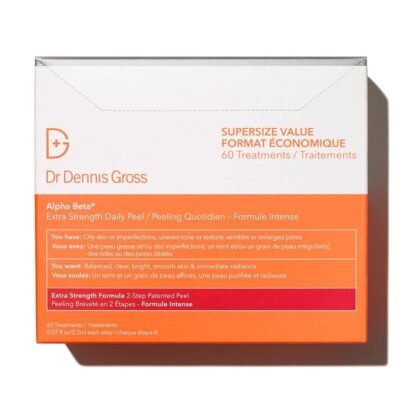 Dr. Dennis Gross Alpha Beta Extra Strength Daily Peel – 2-Step Exfoliating Pads for Enhanced Anti-Aging, Smoother Skin, and Radiant Complexion, 60 Treatments