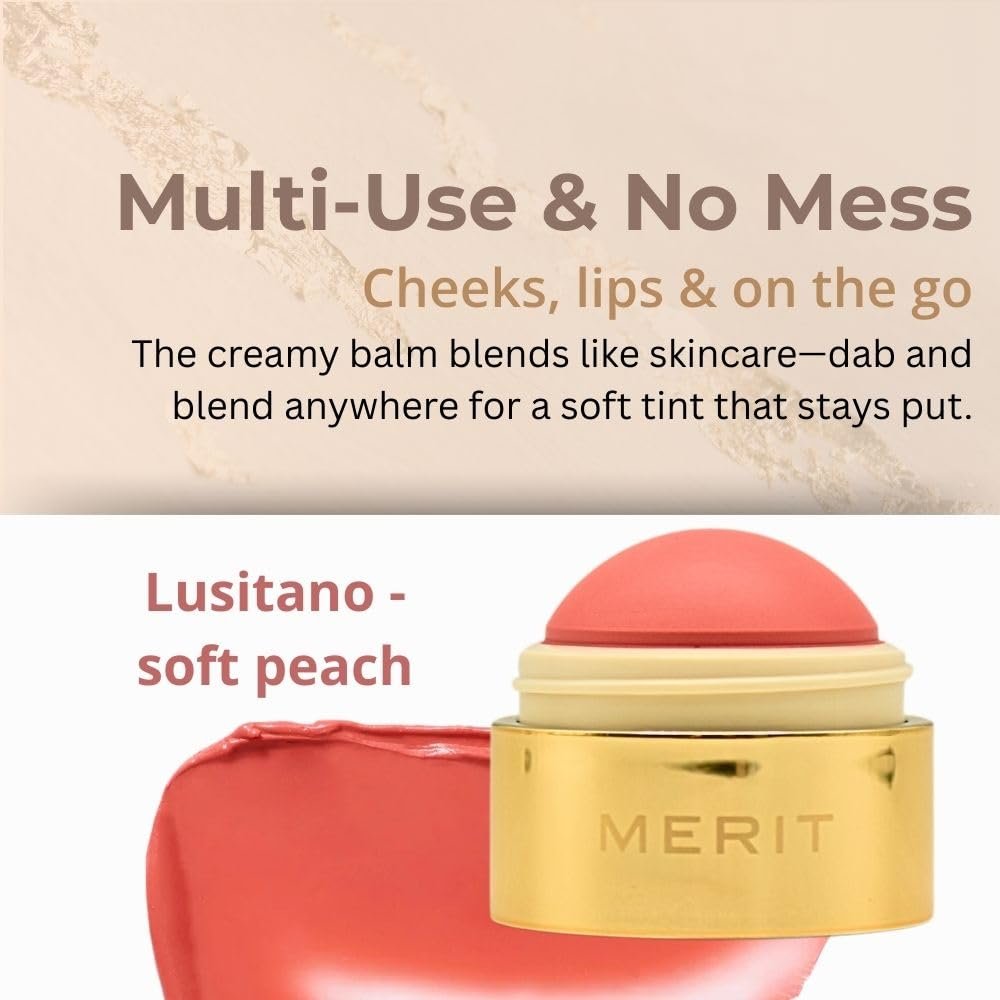 MERIT Flush Balm Cream Blush – Lusitano Soft Peach | Hydrating Radiant Cheek & Lip Tint Stick with Vitamin E | Lightweight, Buildable, Vegan & Cruelty-Free Blush - Image 4