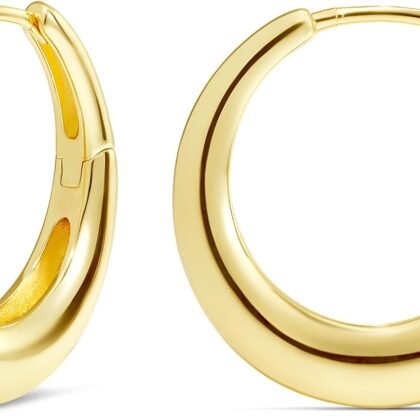 MILLA 14K Gold Plated Hoop Earrings | Small Silver Hoops | Thick Lightweight Chunky Hoop Earrings for Women