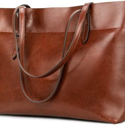 Kattee Vintage Genuine Leather Tote Shoulder Bag for Women Satchel Handbag with Top Handles
