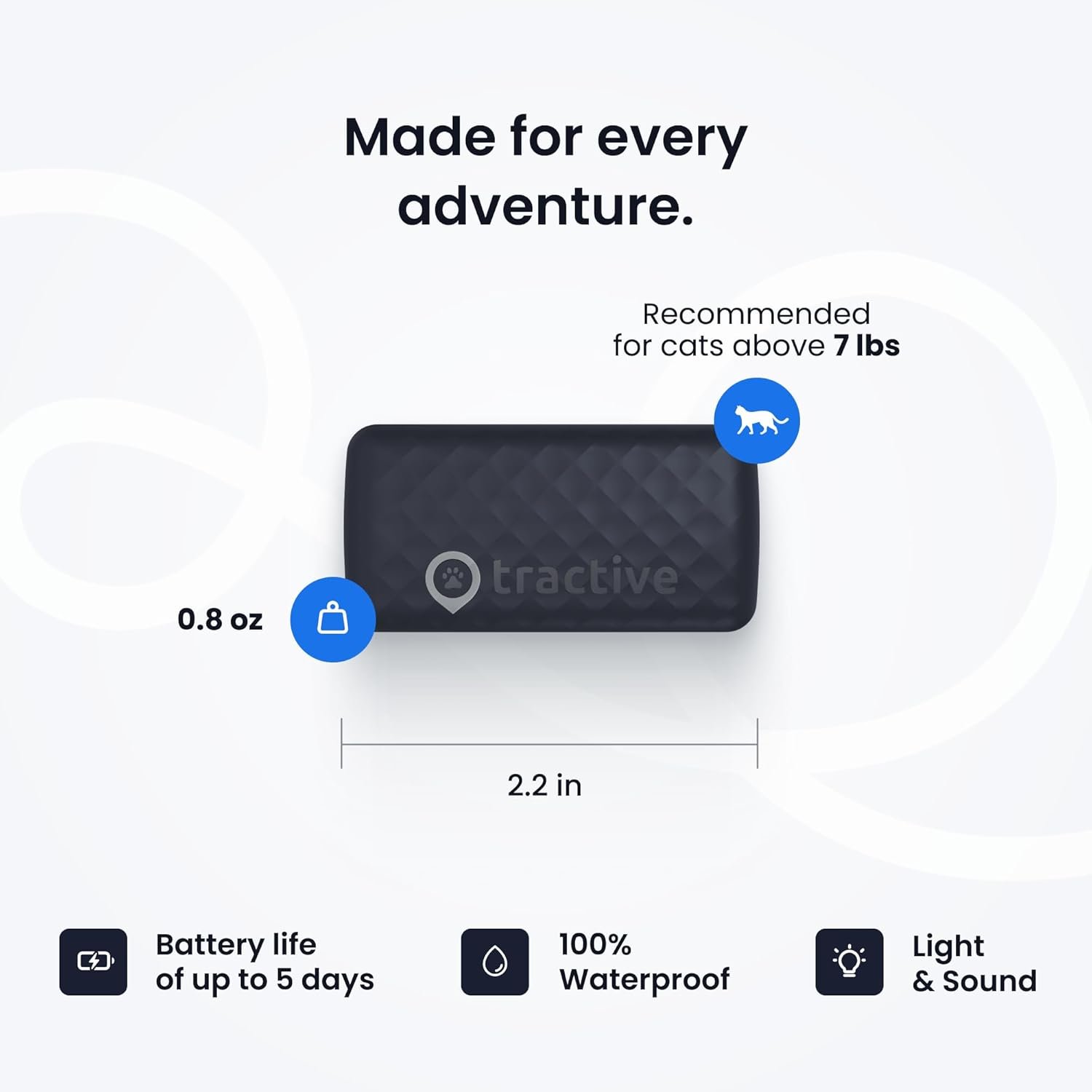 Tractive Smart Cat GPS Tracker | Real-Time Location & Wellness Monitoring for Cats 6.5 lbs+ | Territory & Location History | Up to 5-Day Battery | Breakaway Collar Included (Dark Blue) - Image 7