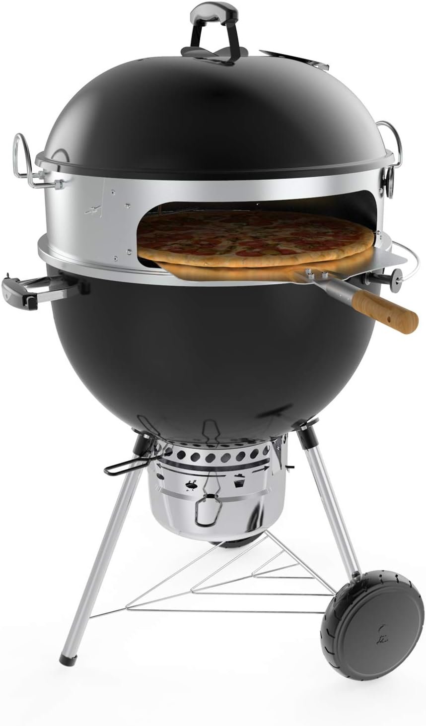 onlyfire Stainless Steel Multi-purpose Rotisserie and Pizza Combo Kit for Weber 22-Inch Kettle Charcoal Grills - Include Pizza Peel and Pizza Stone - Image 2