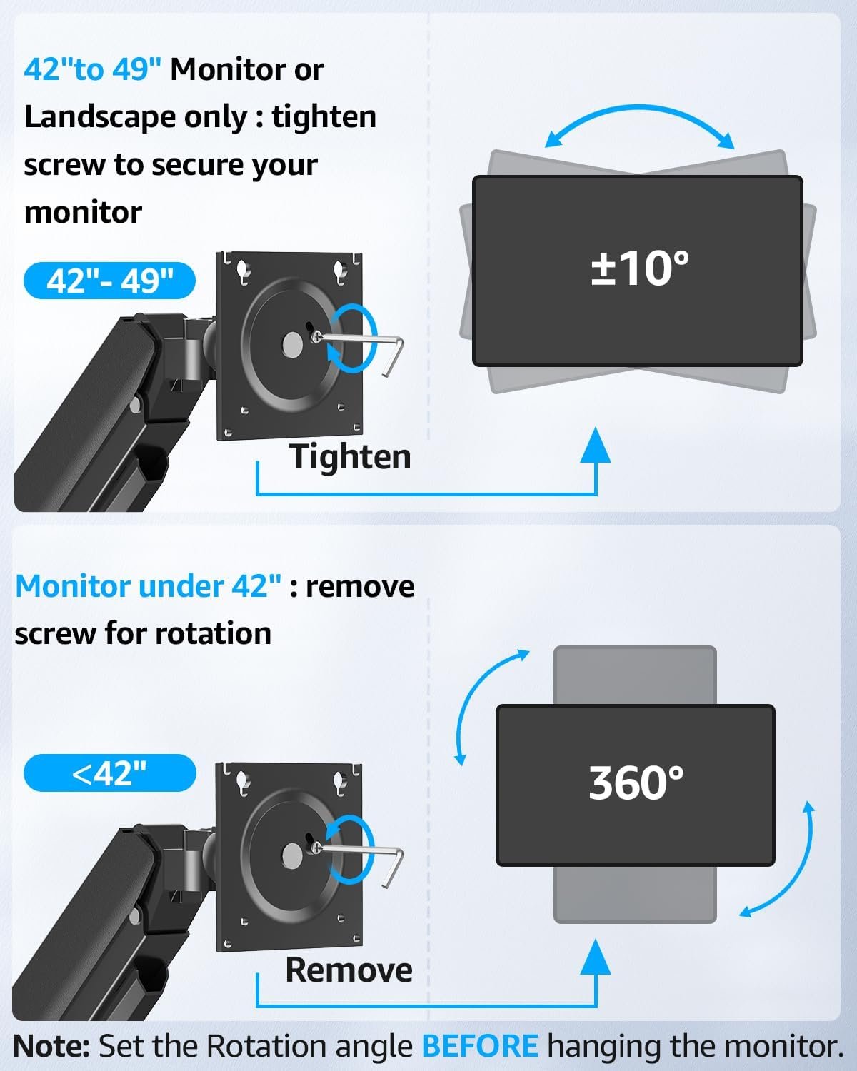 MOUNTUP Heavy Duty Monitor Arm for 49 inches, 44 lbs Curved Screens, Ultrawide Single Monitor Desk Mount, Monitors Stand for Samsung Odyssey G9 and More, VESA Mount with Clamp & Grommet Base - Image 3